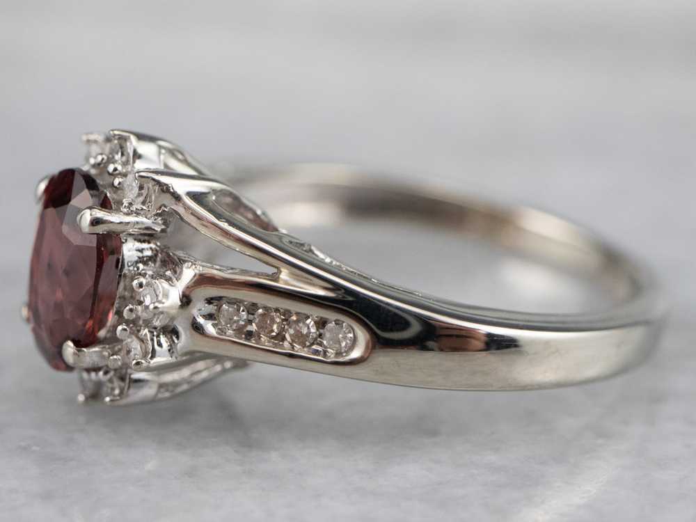 Rhodolite Garnet and Diamond Halo Ring - image 4