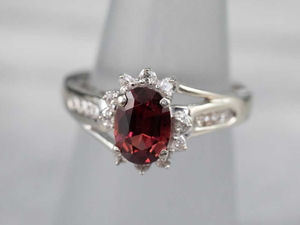 Rhodolite Garnet and Diamond Halo Ring - image 7