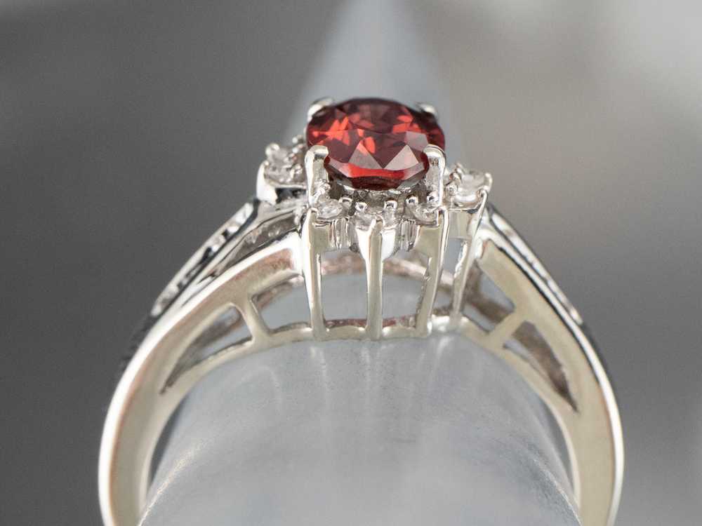 Rhodolite Garnet and Diamond Halo Ring - image 8