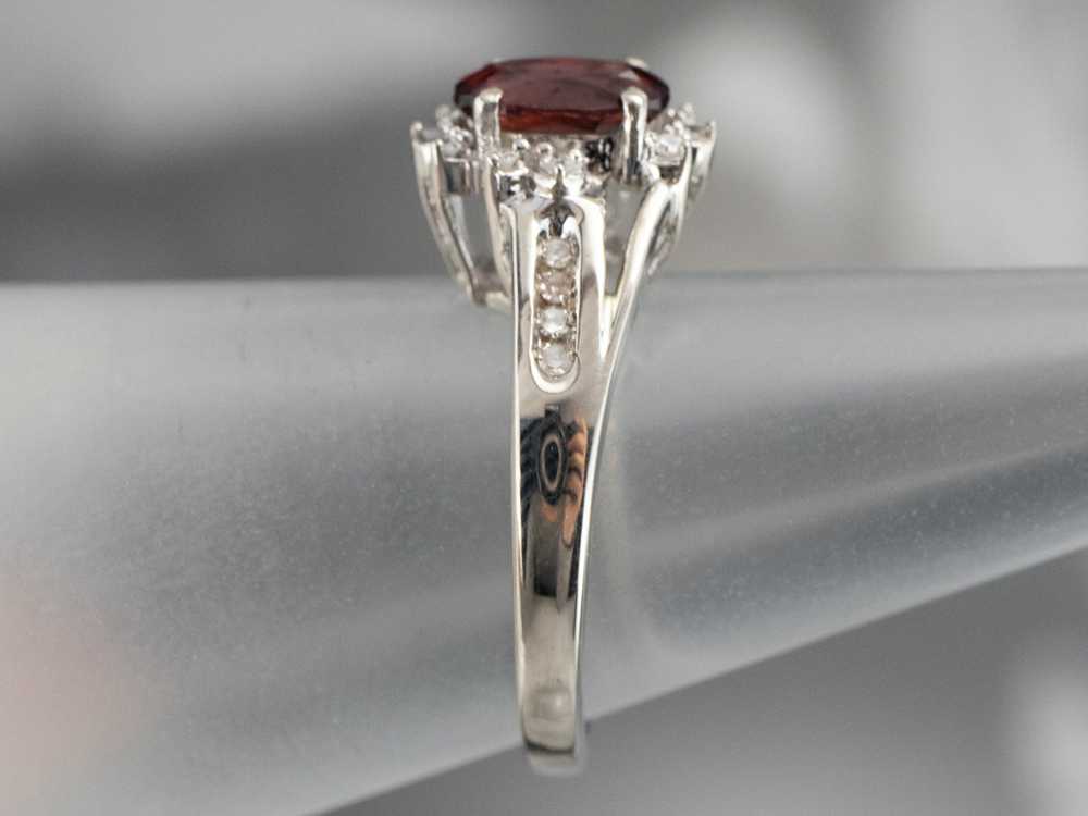 Rhodolite Garnet and Diamond Halo Ring - image 9