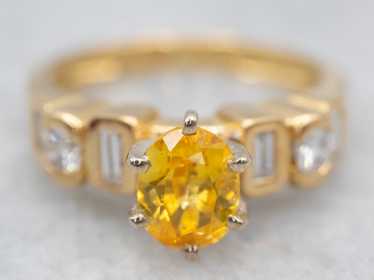 Modern Yellow Sapphire and Diamond Engagement Ring - image 1