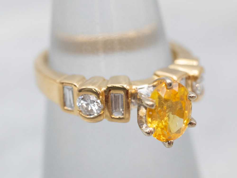 Modern Yellow Sapphire and Diamond Engagement Ring - image 3