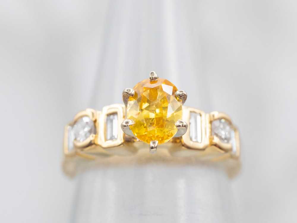 Modern Yellow Sapphire and Diamond Engagement Ring - image 4