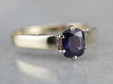 Purple Sapphire Solitaire Engagment Ring - image 1