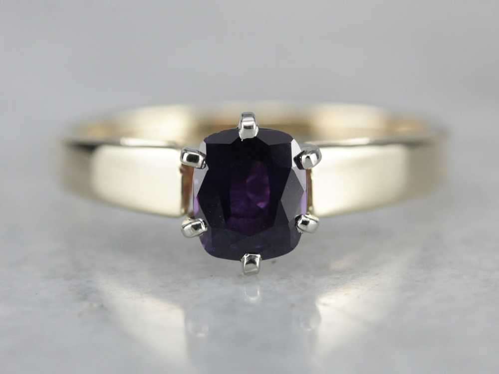 Purple Sapphire Solitaire Engagment Ring - image 2