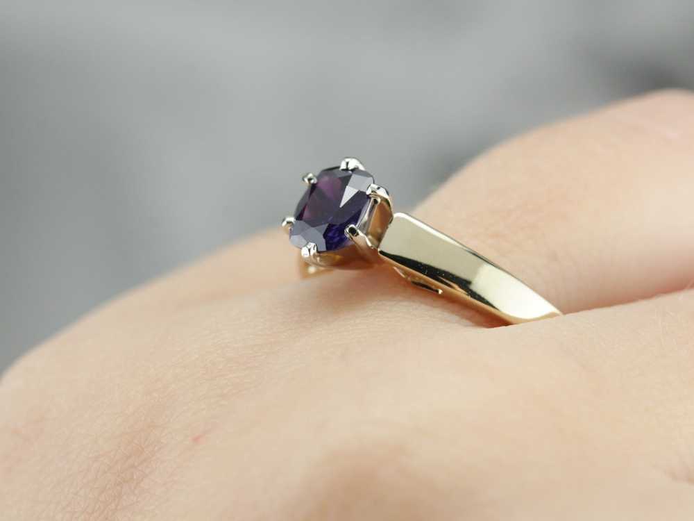 Purple Sapphire Solitaire Engagment Ring - image 5