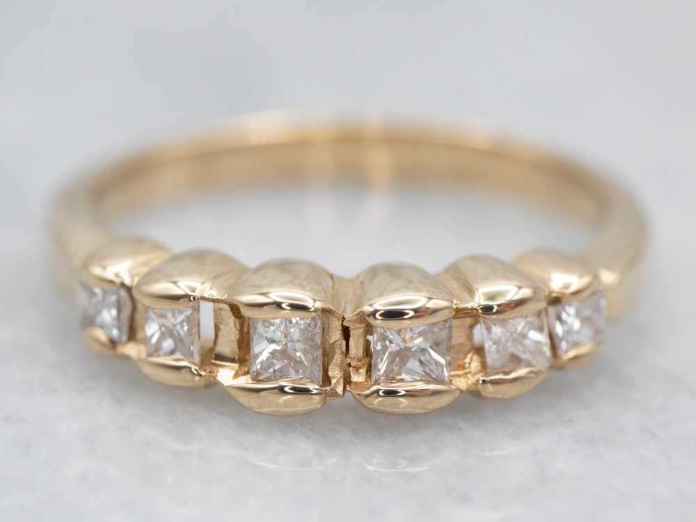 Lovely Princess Cut Diamond Scalloped Wedding Band - image 1