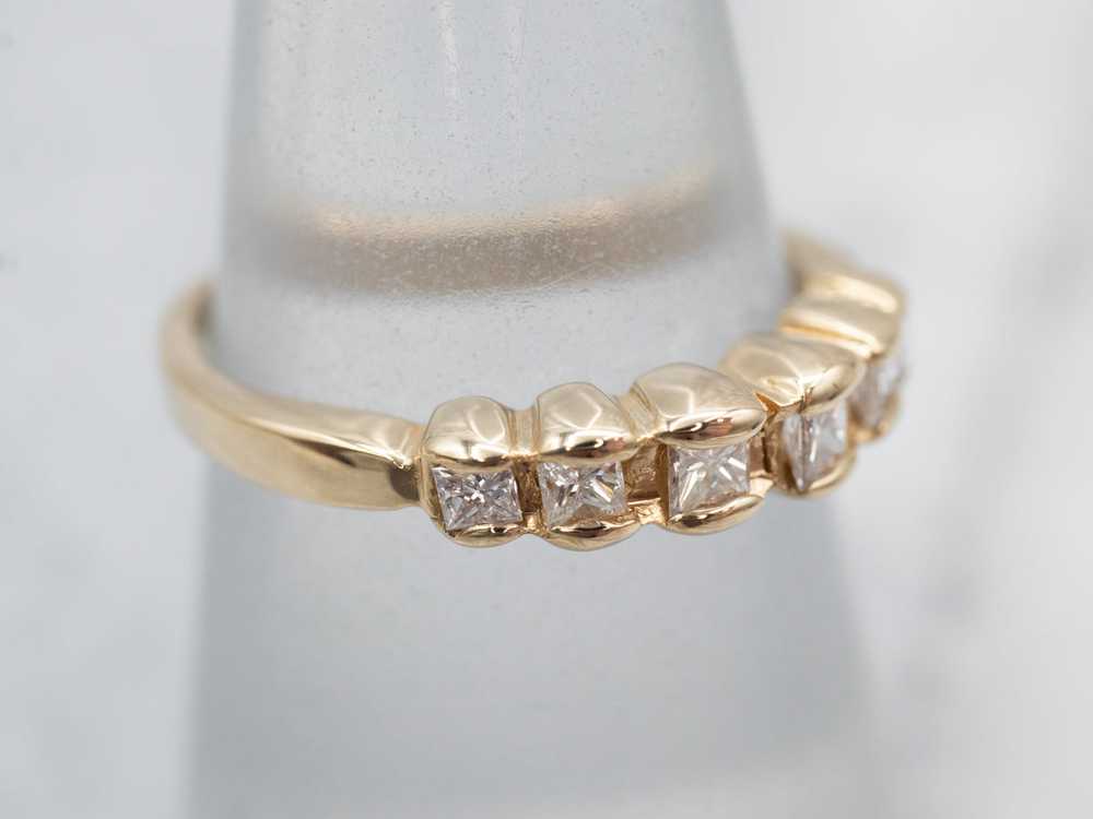 Lovely Princess Cut Diamond Scalloped Wedding Band - image 3