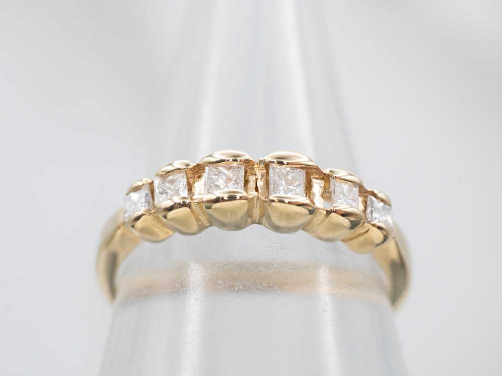 Lovely Princess Cut Diamond Scalloped Wedding Band - image 4