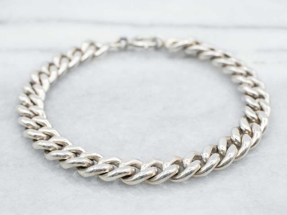 Sterling Silver Curb Link Chain Bracelet - image 1