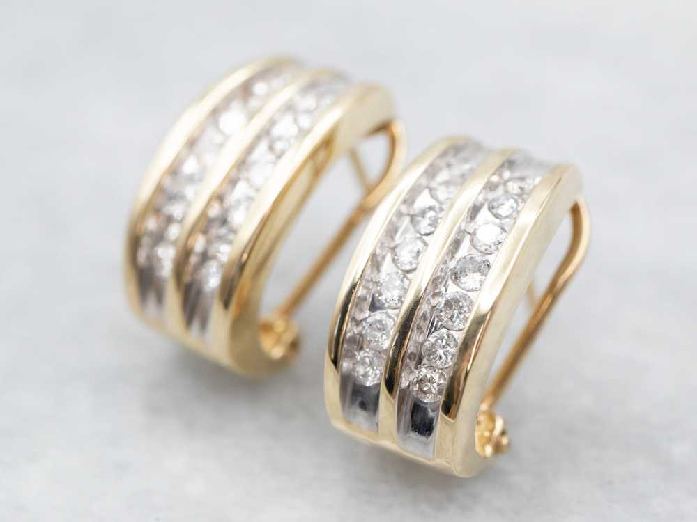 Curved Channel Set Diamond Earrings - image 2