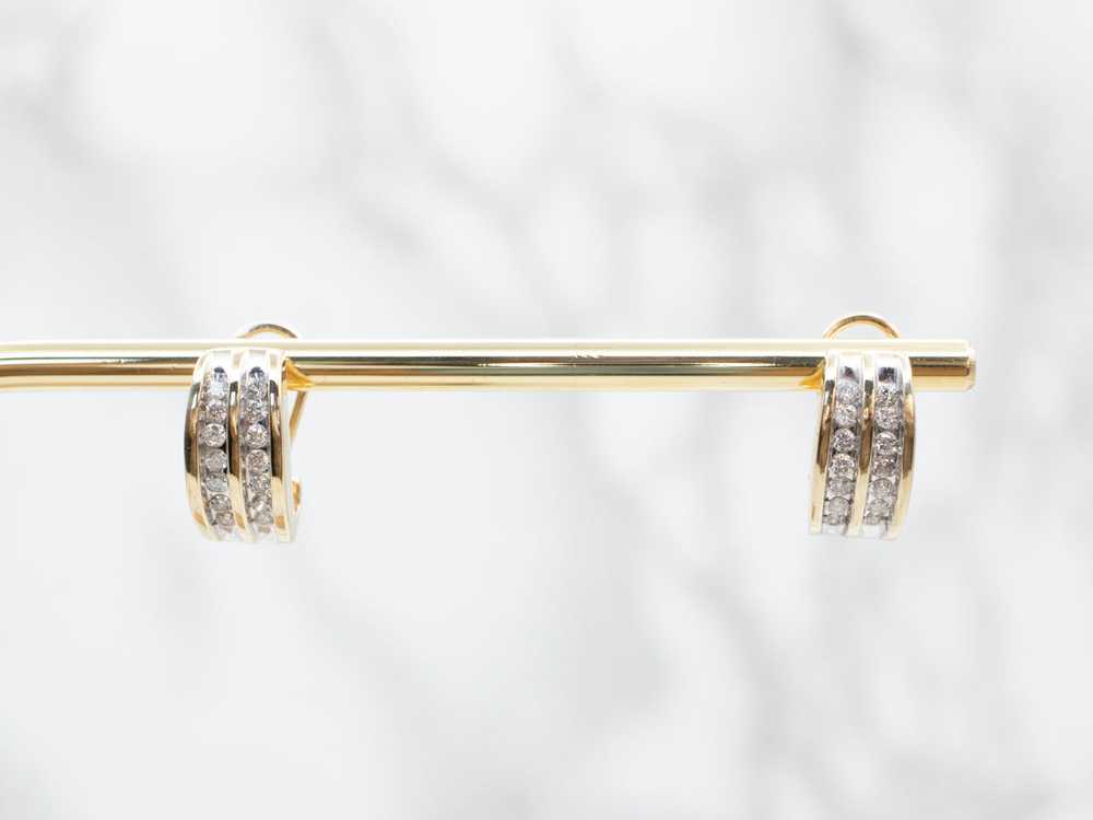 Curved Channel Set Diamond Earrings - image 5