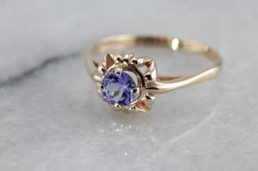 Retro Era Tanzanite Solitaire Ring, Victorian Rev… - image 1