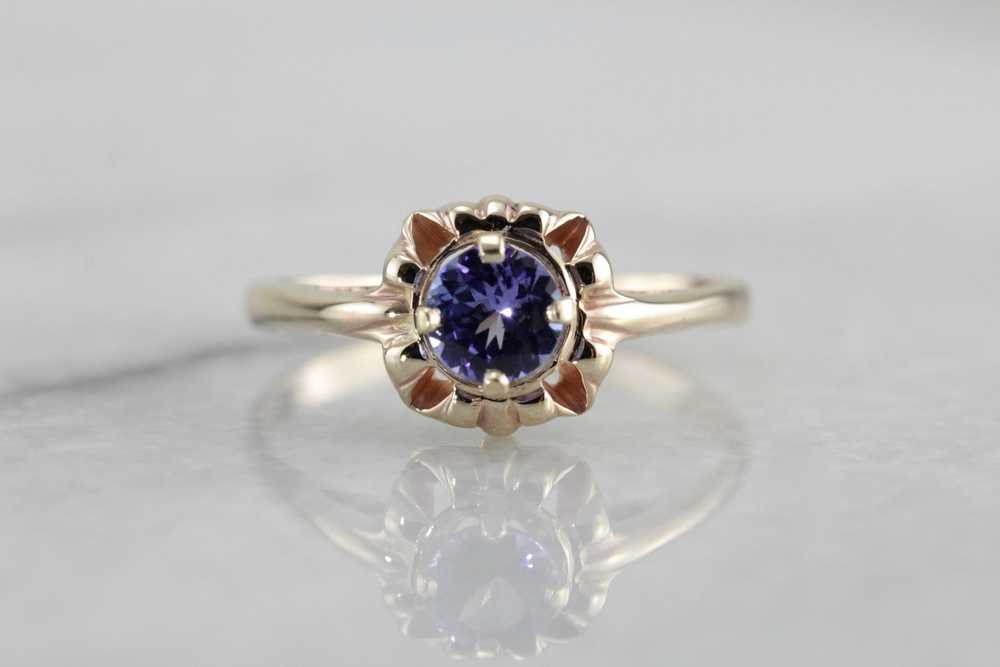 Retro Era Tanzanite Solitaire Ring, Victorian Rev… - image 2