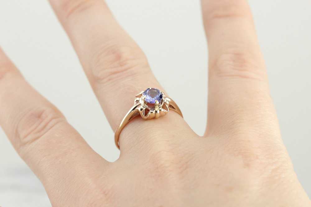 Retro Era Tanzanite Solitaire Ring, Victorian Rev… - image 4