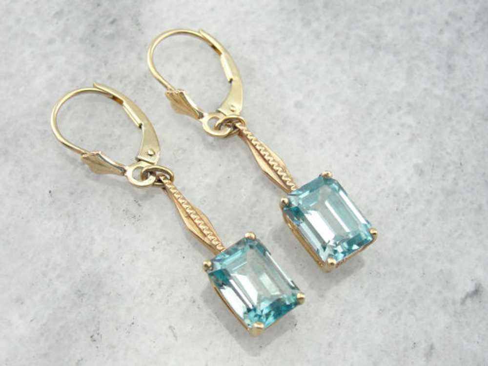 Vintage Drop Bar Blue Zircon Earrings - image 1