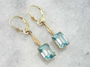 Vintage Drop Bar Blue Zircon Earrings - image 1