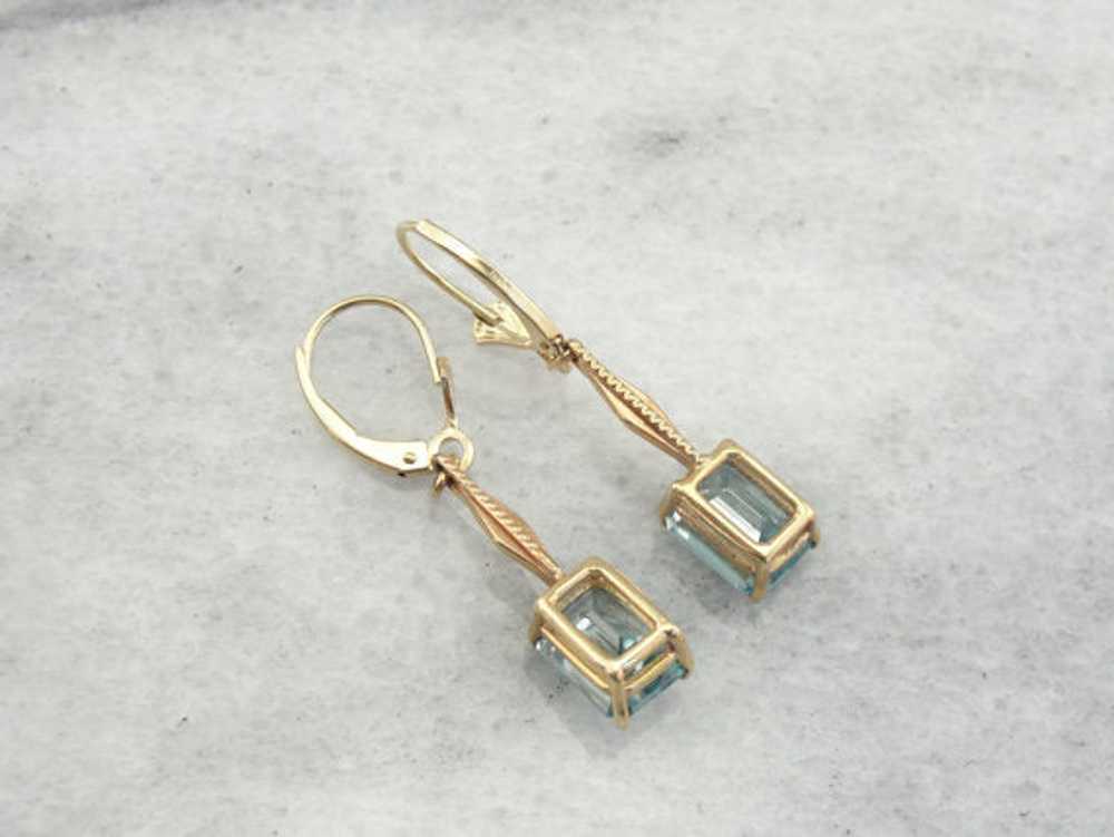 Vintage Drop Bar Blue Zircon Earrings - image 3