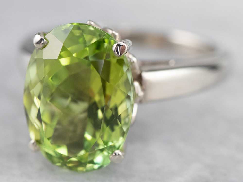 Green Tourmaline Solitaire Ring in White Gold - image 3