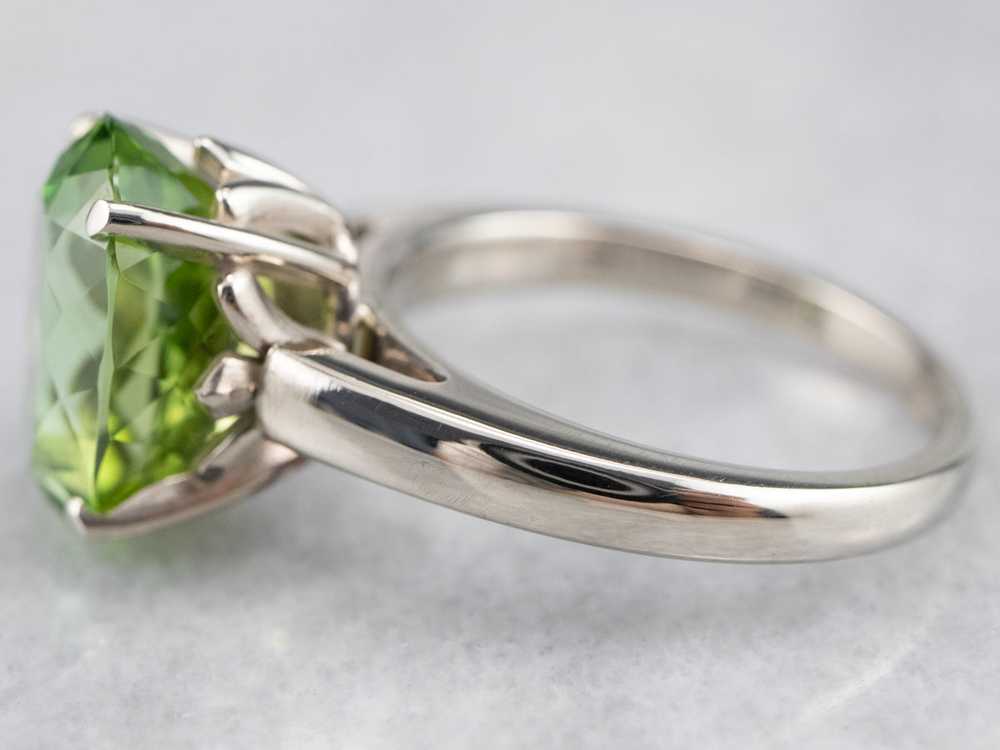 Green Tourmaline Solitaire Ring in White Gold - image 4