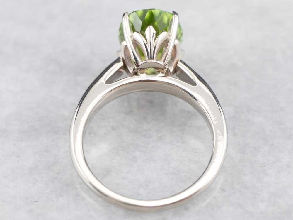 Green Tourmaline Solitaire Ring in White Gold - image 6