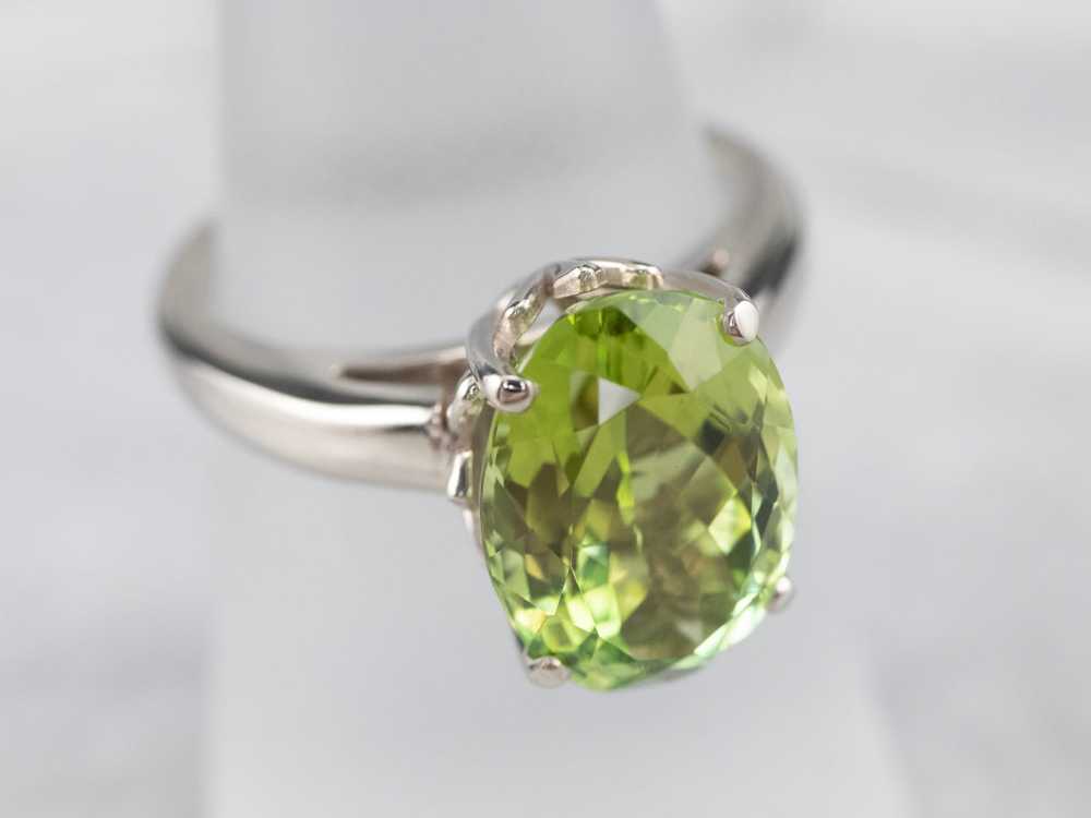 Green Tourmaline Solitaire Ring in White Gold - image 7