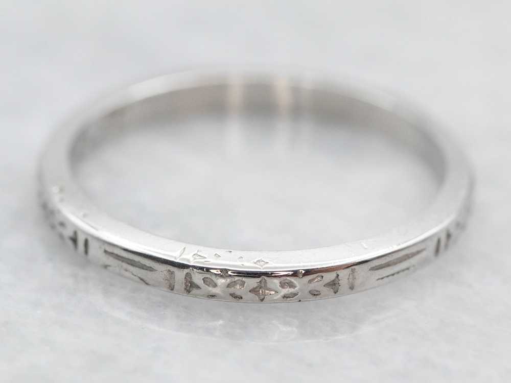 Antique Forget-Me-Not Platinum Band - image 1