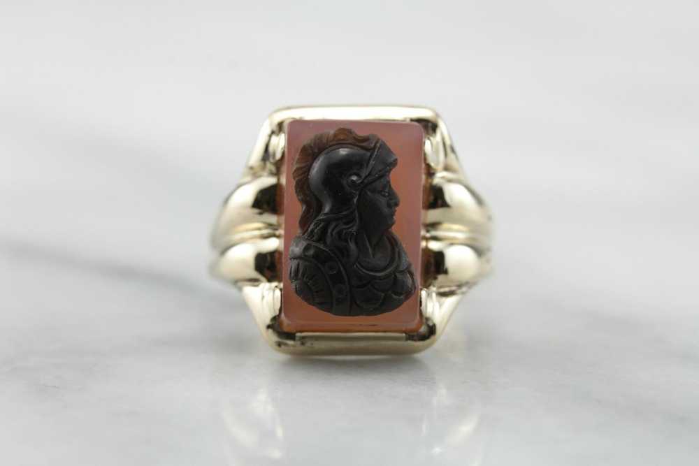 Carnelian Carved Cameo Statement Ring - image 1