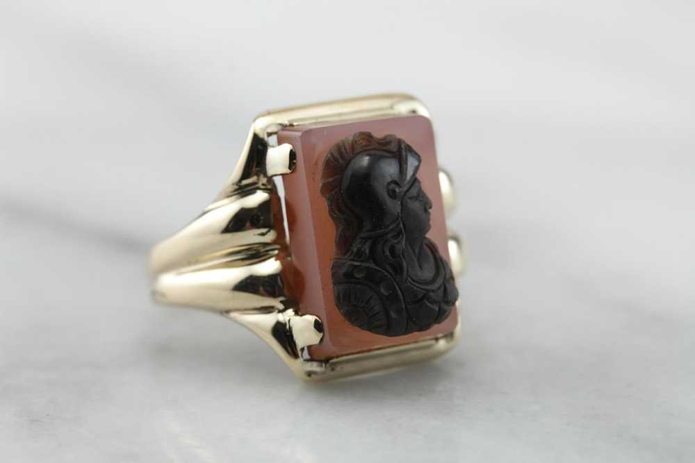 Carnelian Carved Cameo Statement Ring - image 3