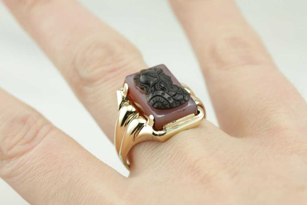 Carnelian Carved Cameo Statement Ring - image 5