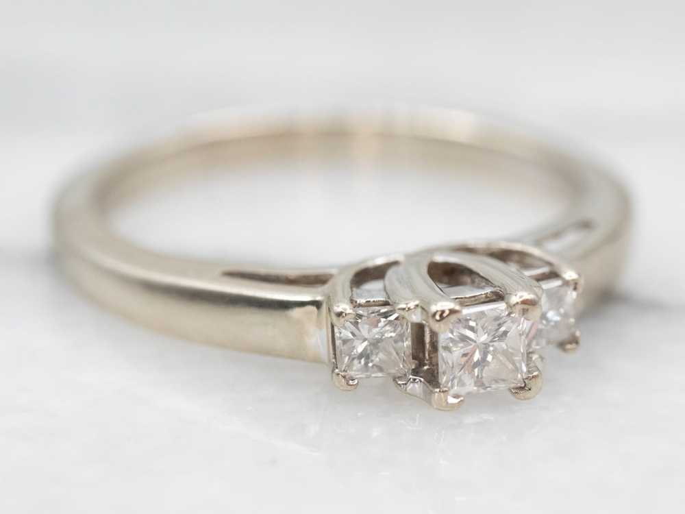 Elegant Three Stone Diamond Engagement Ring - image 1