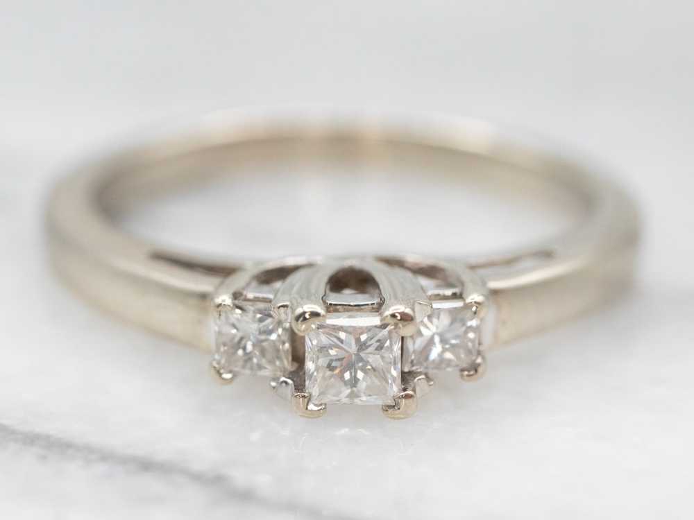 Elegant Three Stone Diamond Engagement Ring - image 2