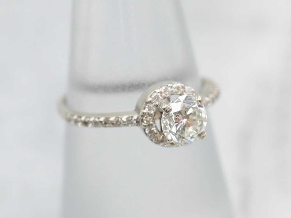 Stunning Halo 14K White Gold Diamond Engagement R… - image 3