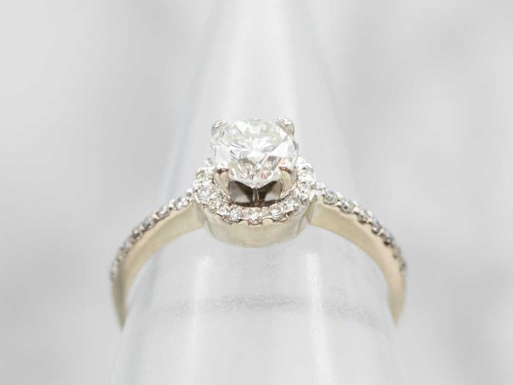 Stunning Halo 14K White Gold Diamond Engagement R… - image 4