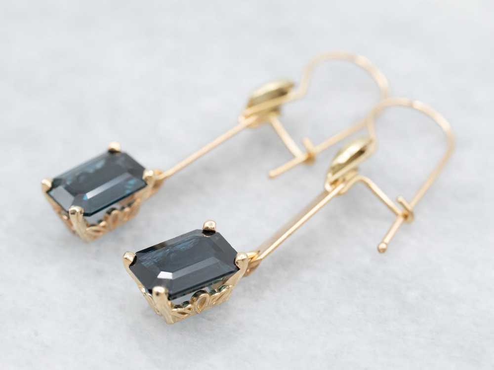 Botanical Blue Sapphire Drop Earrings - image 1