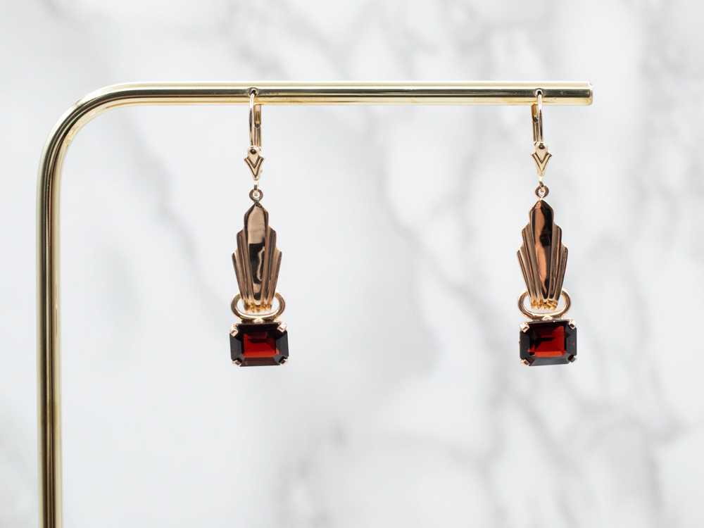 Vintage Rose Gold Pyrope Garnet Drop Earrings - image 5