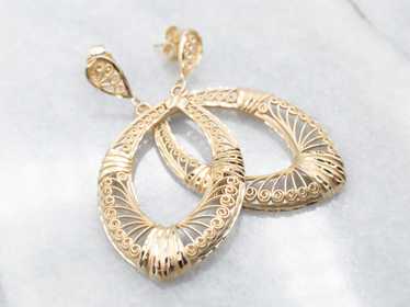 Bohemian Gold Filigree Drop Earrings - image 1