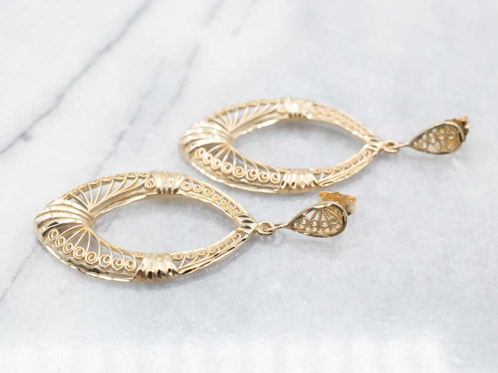 Bohemian Gold Filigree Drop Earrings - image 2