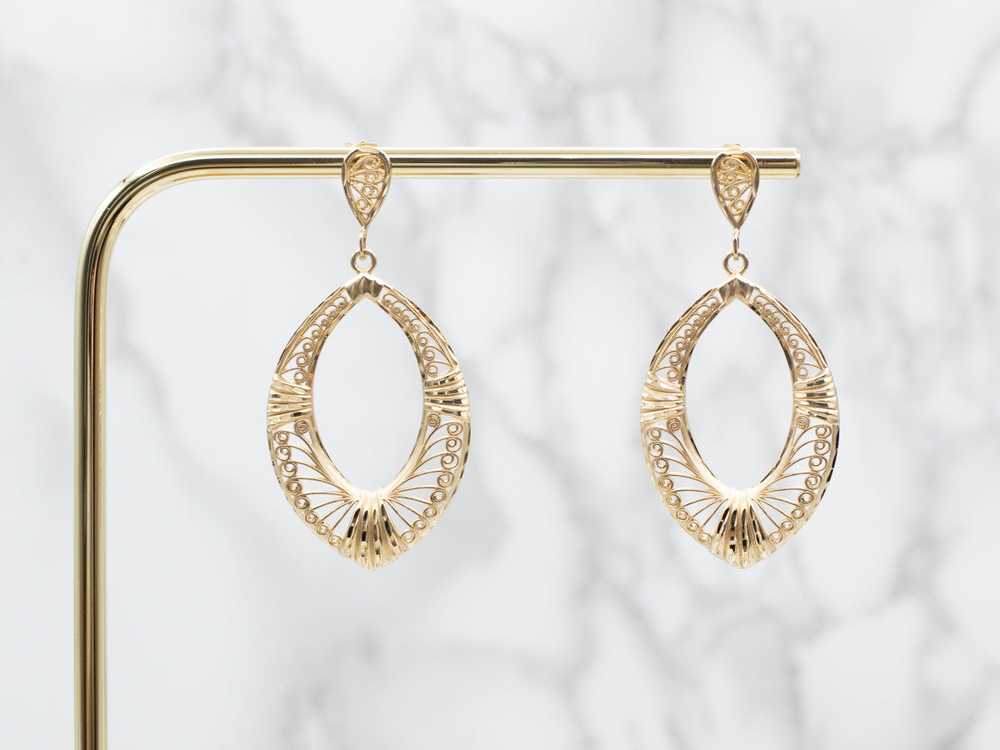 Bohemian Gold Filigree Drop Earrings - image 5