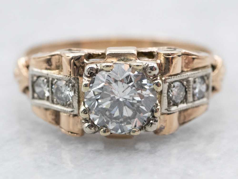 Vintage Two Toned Diamond Engagement Ring - image 1