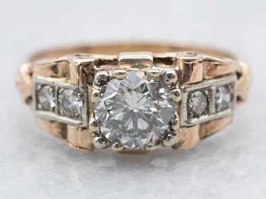 Vintage Two Toned Diamond Engagement Ring - image 1