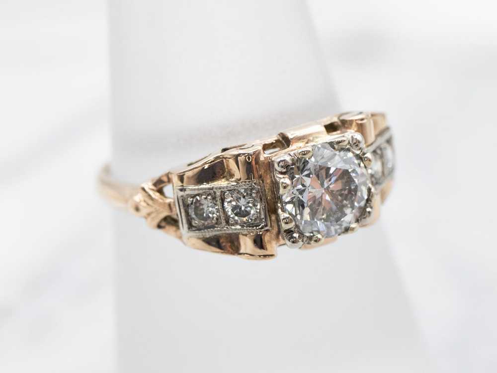 Vintage Two Toned Diamond Engagement Ring - image 3