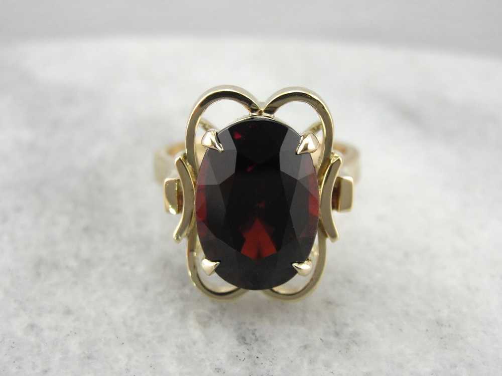 Vintage Pyrope Garnet Statement Ring in Yellow Go… - image 3