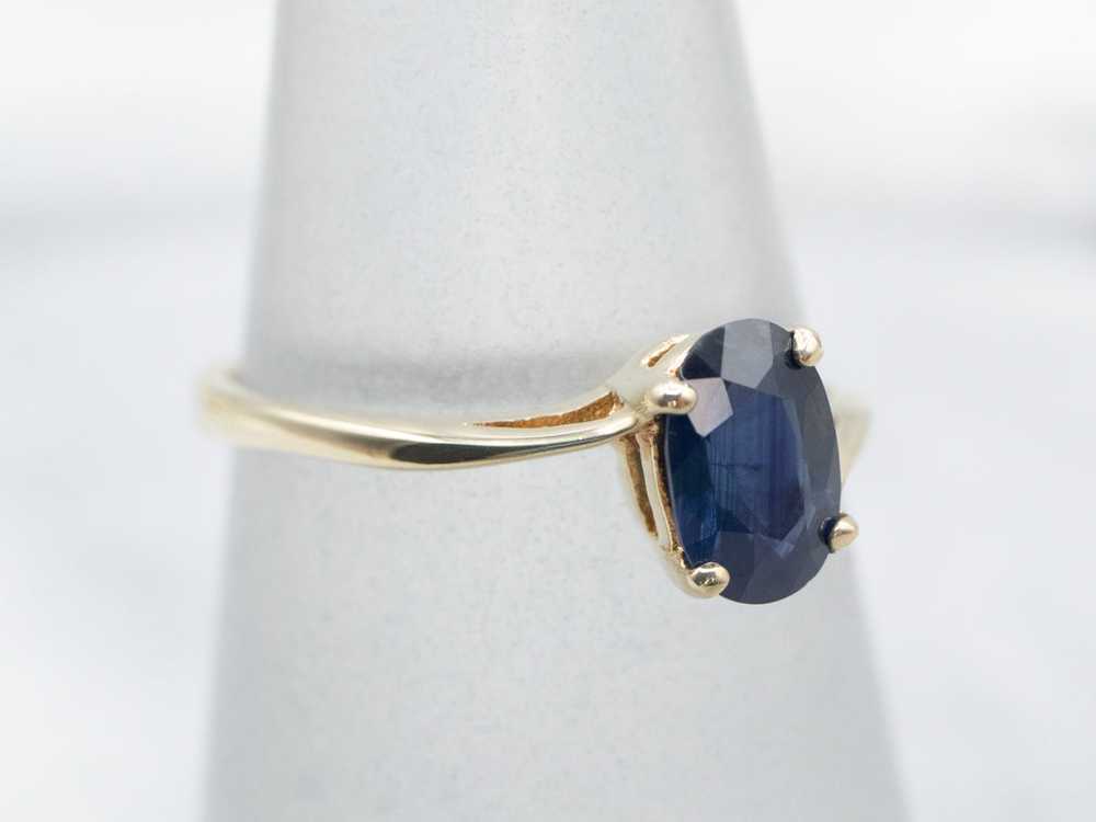 Dainty Blue Sapphire Solitaire Bypass Ring - image 3