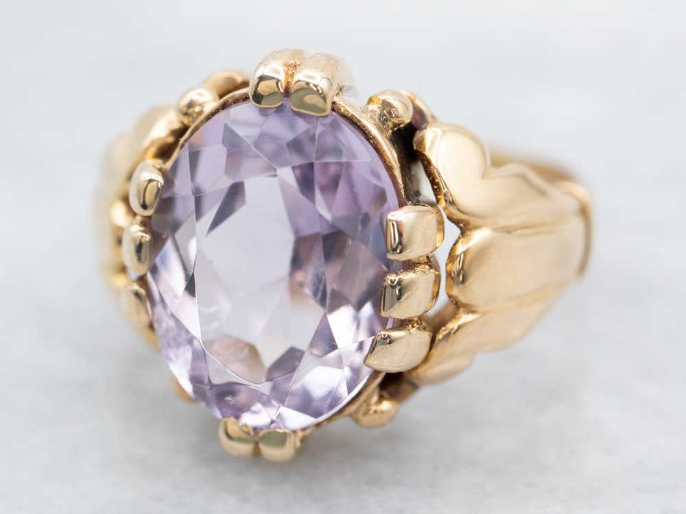 Pretty Vintage Amethyst Solitaire Ring - image 1