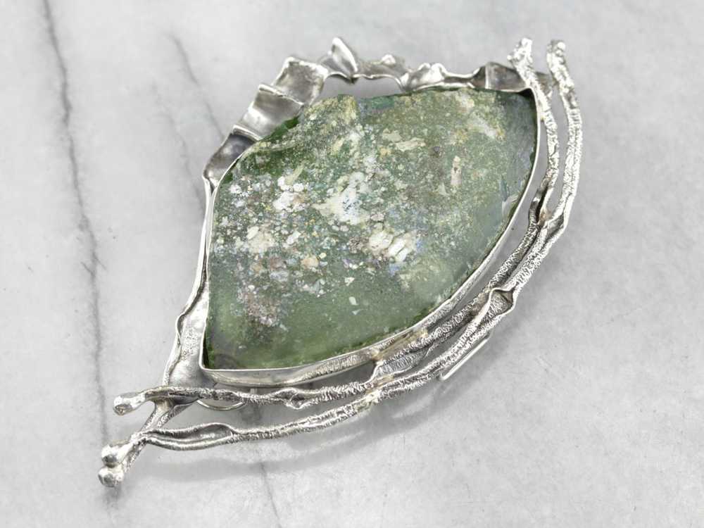 Avi Soffer Glass Sterling Silver Brooch or Pendant - image 1