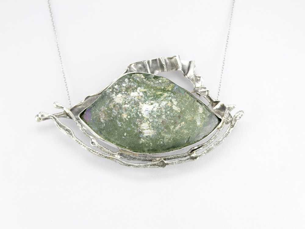 Avi Soffer Glass Sterling Silver Brooch or Pendant - image 5