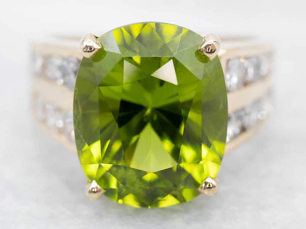 Bold Peridot and Diamond Cocktail Ring - image 1