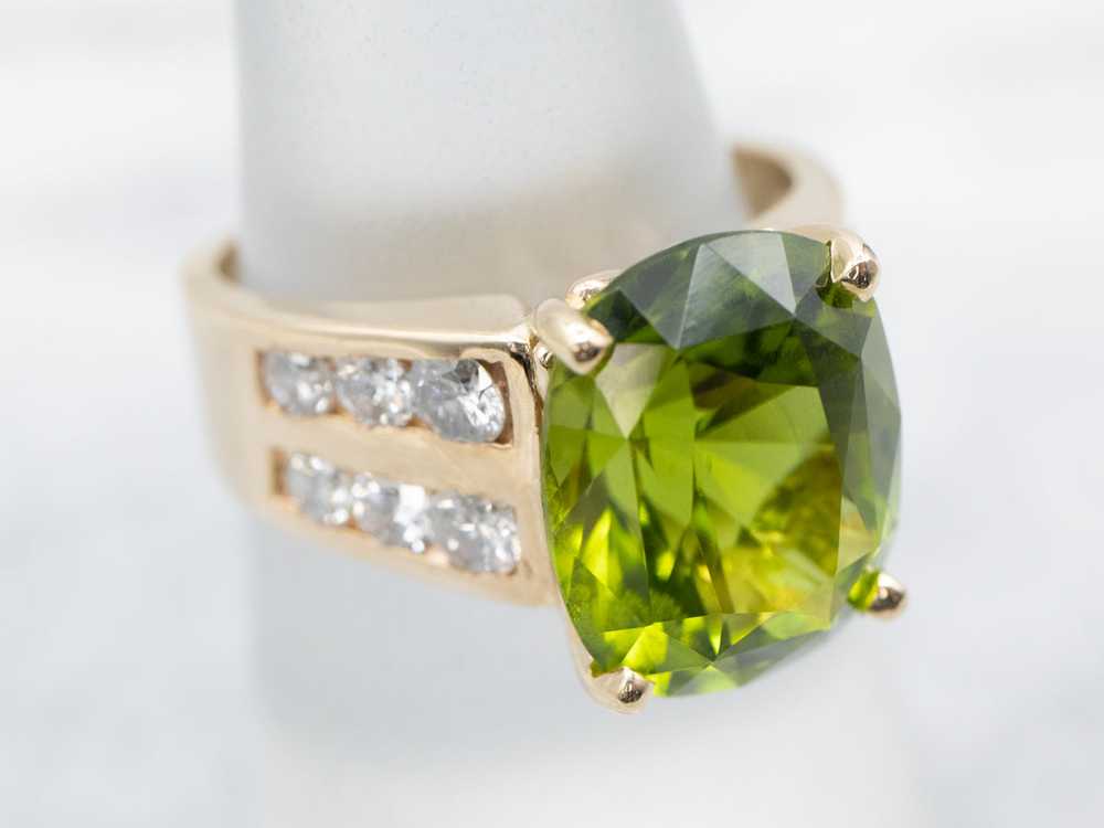 Bold Peridot and Diamond Cocktail Ring - image 3