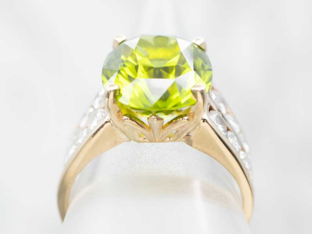 Bold Peridot and Diamond Cocktail Ring - image 4